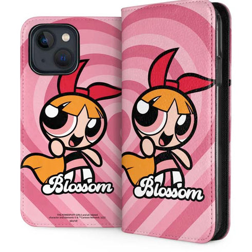 Cartoon Network Powerpuff Girls Blossom Pink Hearts iPhone 15 Plus Folio Case