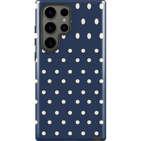 Blue and Cream Polka Dots Galaxy S23 Ultra Pro Case
