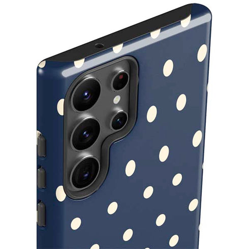 Blue and Cream Polka Dots Galaxy S23 Ultra Pro Case