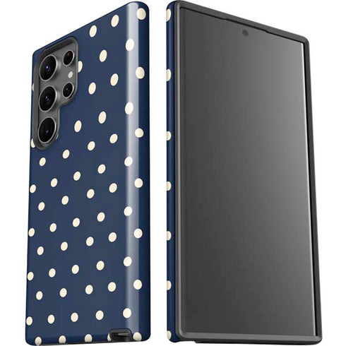 Blue and Cream Polka Dots Galaxy S23 Ultra Pro Case