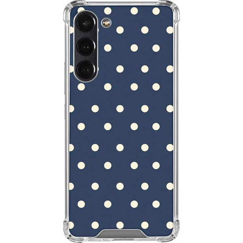 Blue and Cream Polka Dots Galaxy S24 FE Clear Case