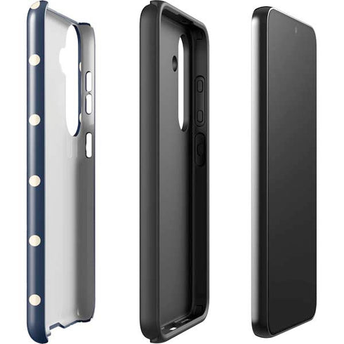 Blue and Cream Polka Dots Galaxy S25 Impact Case