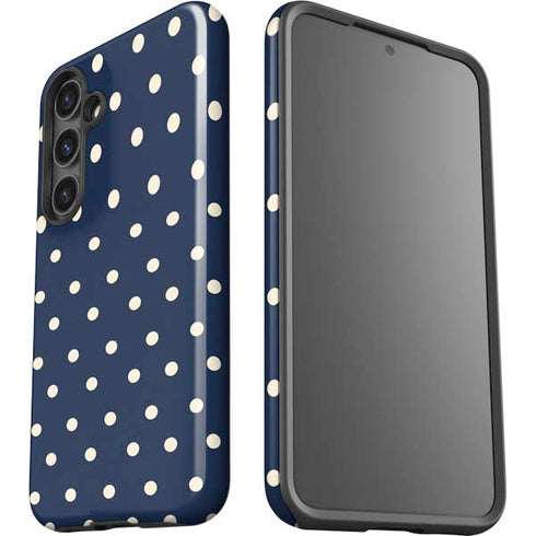 Blue and Cream Polka Dots Galaxy S25 Impact Case