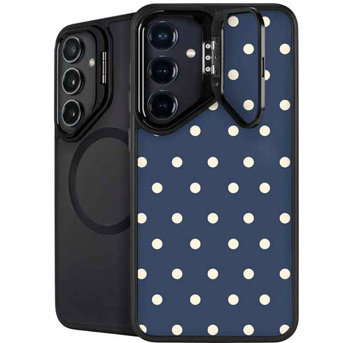 Blue and Cream Polka Dots Galaxy S25 Kickstand Case