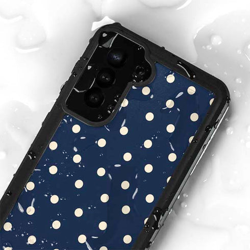 Blue and Cream Polka Dots Galaxy S24 Plus Waterproof Case