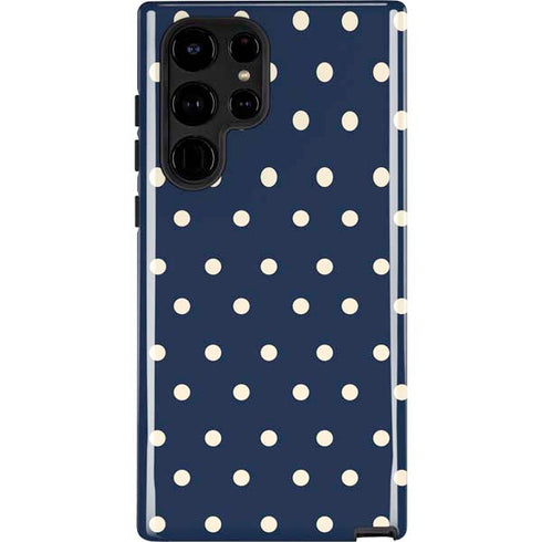 Blue and Cream Polka Dots Galaxy S25 Ultra Impact Case
