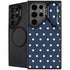 Blue and Cream Polka Dots Galaxy S24 Ultra Kickstand Case
