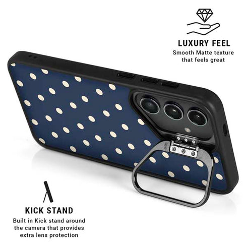 Blue and Cream Polka Dots Galaxy S25 Ultra Kickstand Case