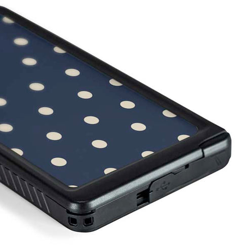 Blue and Cream Polka Dots Galaxy S24 Ultra Waterproof Case