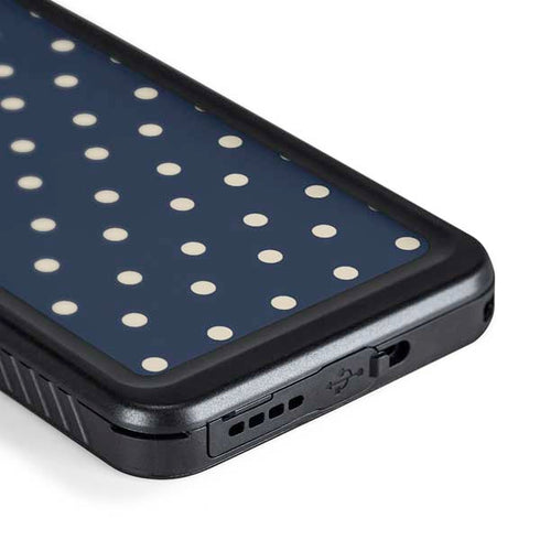 Blue and Cream Polka Dots Galaxy S24 Waterproof Case