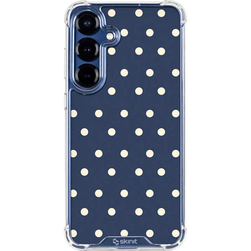 Blue and Cream Polka Dots Galaxy S25 Clear Case