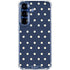 Blue and Cream Polka Dots Galaxy S25 Clear Case