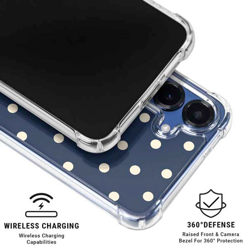 Blue and Cream Polka Dots Galaxy S25 Clear Case