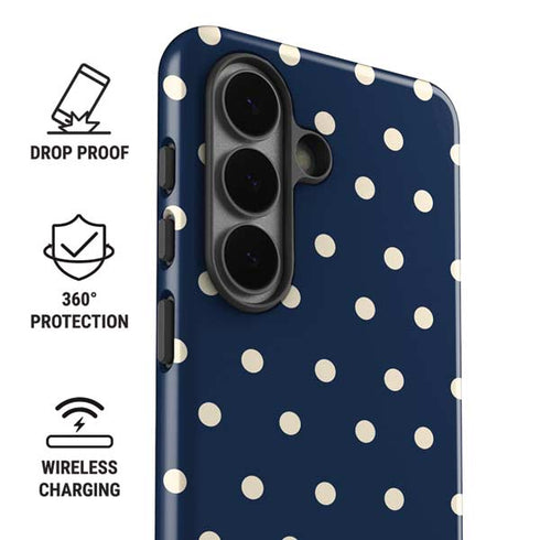 Blue and Cream Polka Dots Galaxy S26 Impact Case