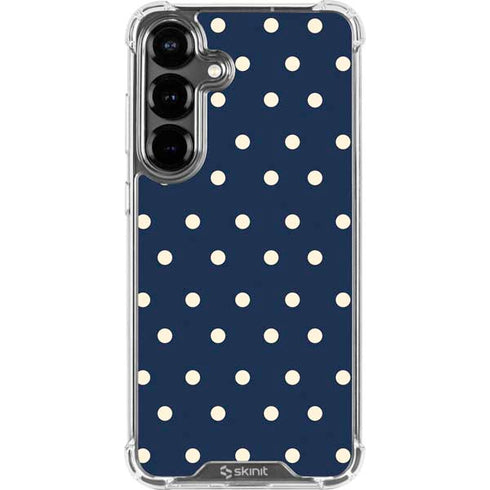 Blue and Cream Polka Dots Galaxy S26 Plus Clear Case