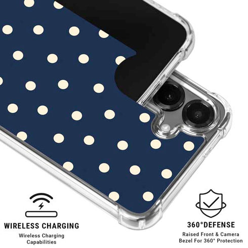 Blue and Cream Polka Dots Galaxy S26 Plus Clear Case