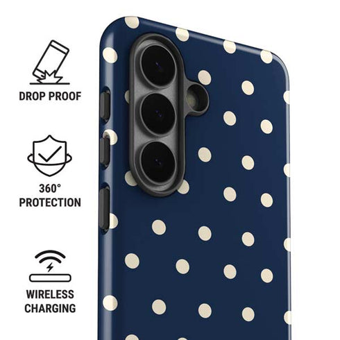 Blue and Cream Polka Dots Galaxy S26 Plus Impact Case