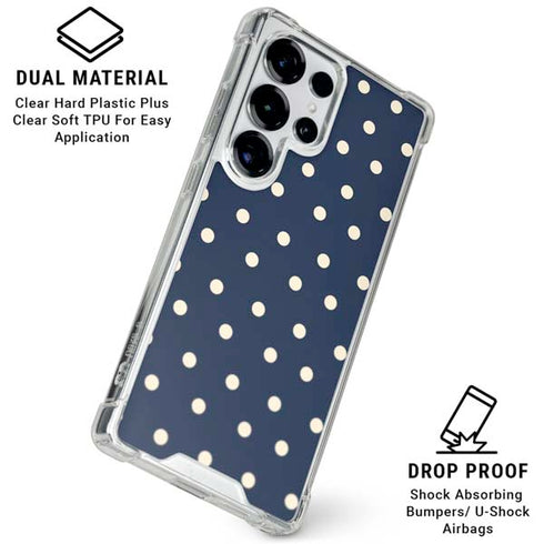 Blue and Cream Polka Dots Galaxy S26 Ultra Clear Case