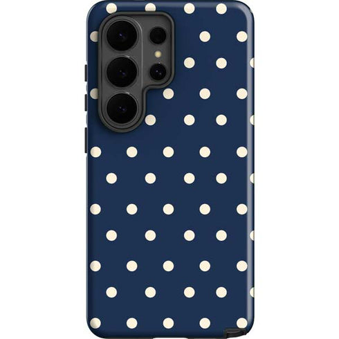 Blue and Cream Polka Dots Galaxy S26 Ultra Impact Case