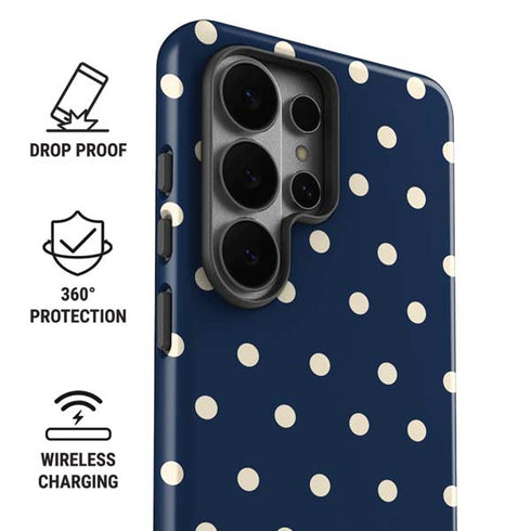 Blue and Cream Polka Dots Galaxy S26 Ultra Impact Case