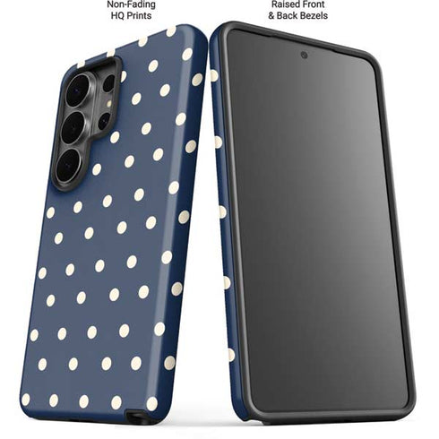 Blue and Cream Polka Dots Galaxy S26 Ultra Impact Case