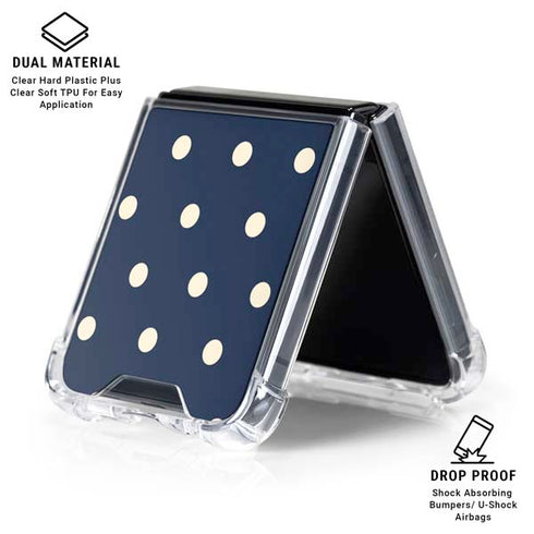 Blue and Cream Polka Dots Galaxy Z Flip6 Clear Case