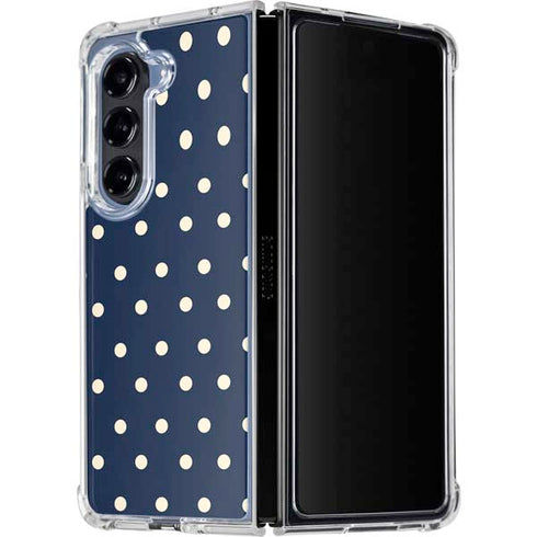 Blue and Cream Polka Dots Galaxy Z Fold5 5G Clear Case