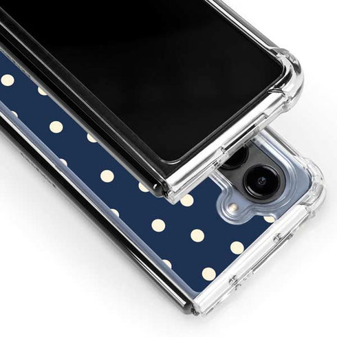 Blue and Cream Polka Dots Galaxy Z Fold5 5G Clear Case