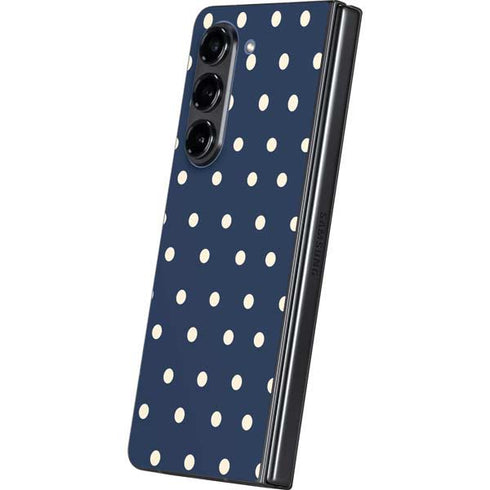 Blue and Cream Polka Dots Galaxy Z Fold5 5G Skin