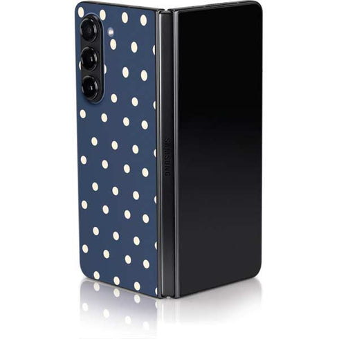 Blue and Cream Polka Dots Galaxy Z Fold5 5G Skin