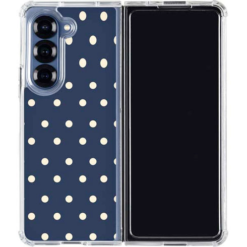 Blue and Cream Polka Dots Galaxy Z Fold6 Clear Case