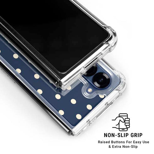 Blue and Cream Polka Dots Galaxy Z Fold6 Clear Case