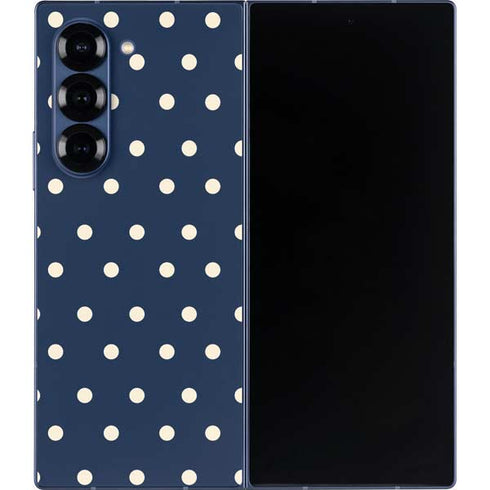 Blue and Cream Polka Dots Galaxy Z Fold6 Skin