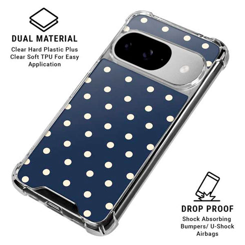 Blue and Cream Polka Dots Google Pixel 10 Clear Case