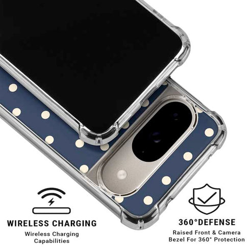 Blue and Cream Polka Dots Google Pixel 10 Clear Case