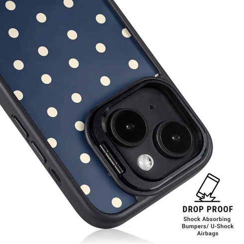 Blue and Cream Polka Dots iPhone 13 Kickstand Case