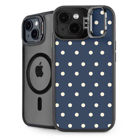 Blue and Cream Polka Dots iPhone 14 Kickstand Case