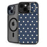 Blue and Cream Polka Dots iPhone 14 Plus Kickstand Case