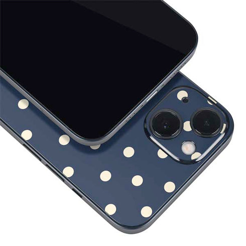 Blue and Cream Polka Dots iPhone 15 Skin