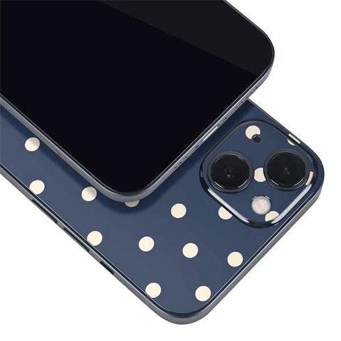 Blue and Cream Polka Dots iPhone 15 Skin