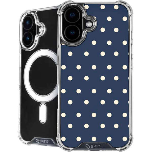 Blue and Cream Polka Dots iPhone 16 MagSafe Case