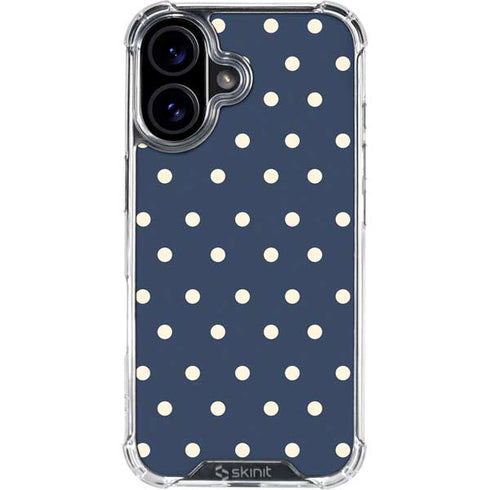 Blue and Cream Polka Dots iPhone 16 Plus Clear Case