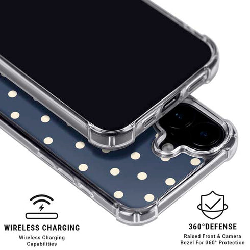 Blue and Cream Polka Dots iPhone 16 Plus Clear Case