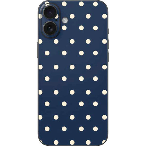 Blue and Cream Polka Dots iPhone 16 Plus Skin