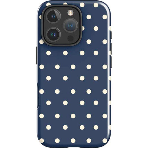 Blue and Cream Polka Dots iPhone 16 Pro Impact Case