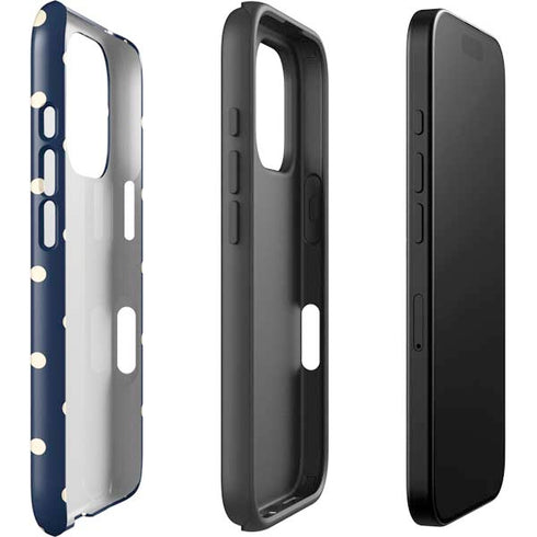 Blue and Cream Polka Dots iPhone 16 Pro Impact Case