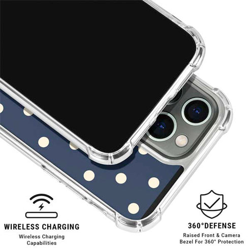 Blue and Cream Polka Dots iPhone 16 Pro Max Clear Case
