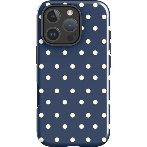 Blue and Cream Polka Dots iPhone 16 Pro Max Impact Case