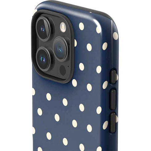 Blue and Cream Polka Dots iPhone 16 Pro Max Impact Case