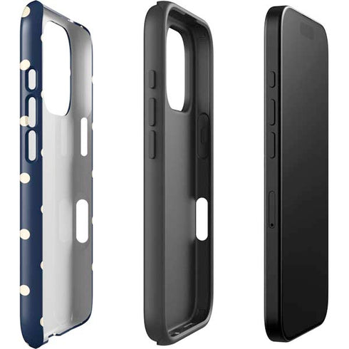 Blue and Cream Polka Dots iPhone 16 Pro Max Impact Case